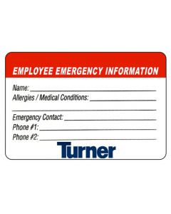 Turner Emergency Medical Info Stickers